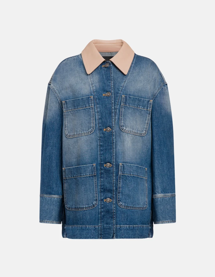 Giacca over in denim fisso