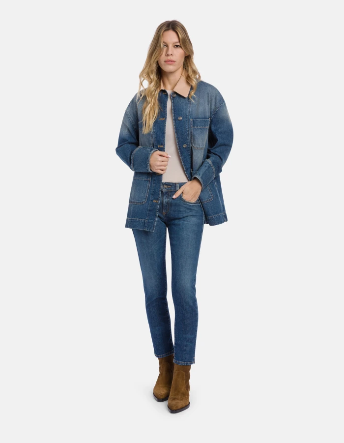 Giacca over in denim fisso