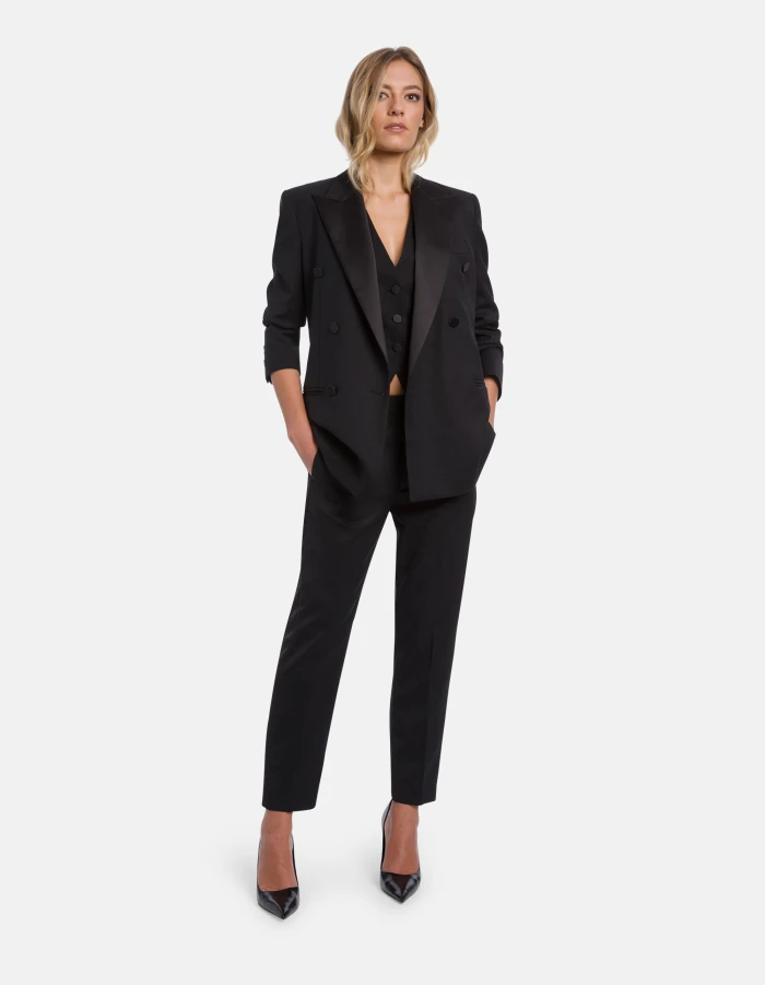 Slim-fit waistcoat in wool-blend gabardine