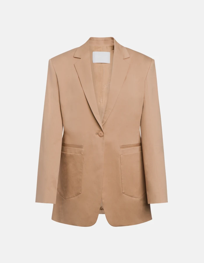 Regular-fit single-breasted blazer in cotton gabardine