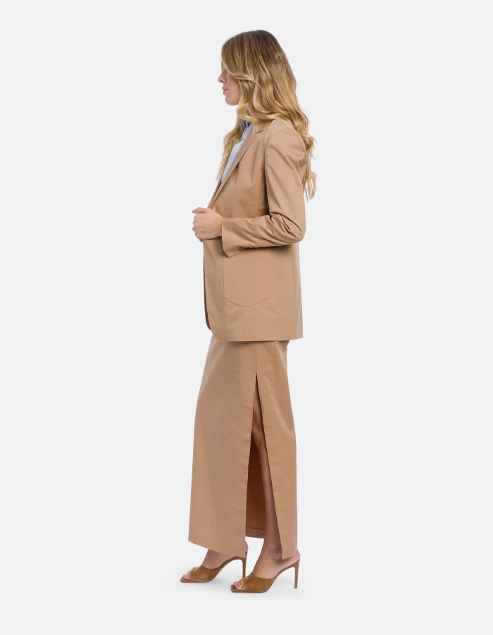Regular-fit single-breasted blazer in cotton gabardine