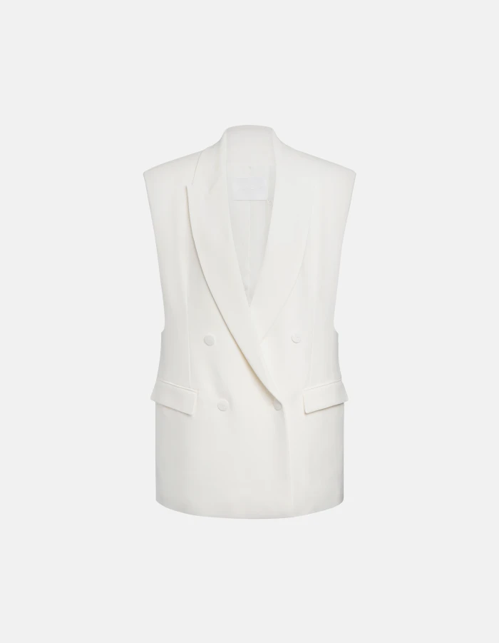 Oversized double-breasted waistcoat in viscose crepe