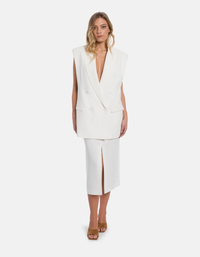 Oversized double-breasted waistcoat in viscose crepe