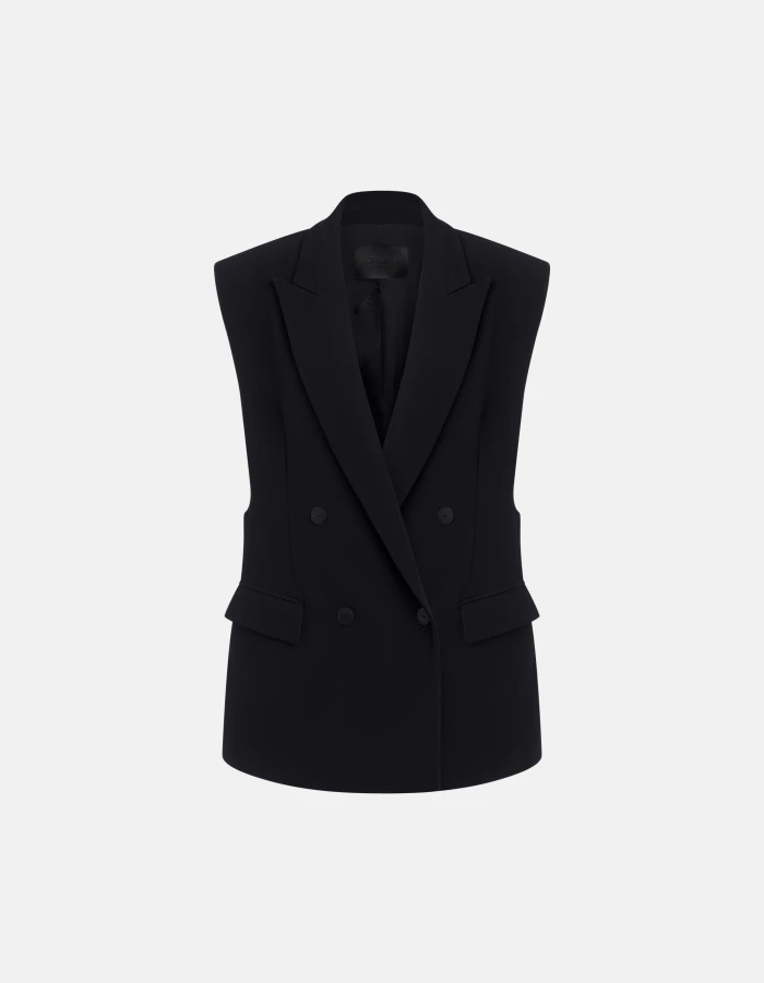 Oversized double-breasted waistcoat in viscose crepe