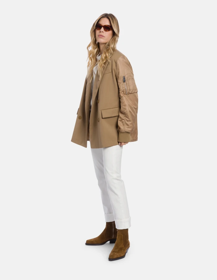 Peacoat doppiopetto over in gabardina di lana e nylon