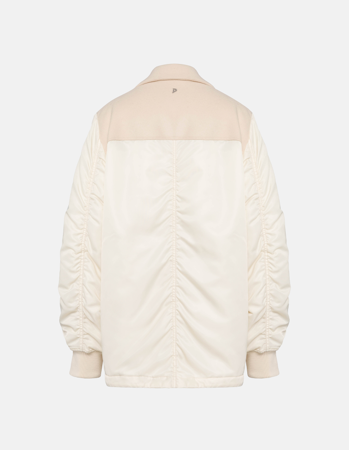 Double-breasted oversized peacoat in wool and nylon fabric