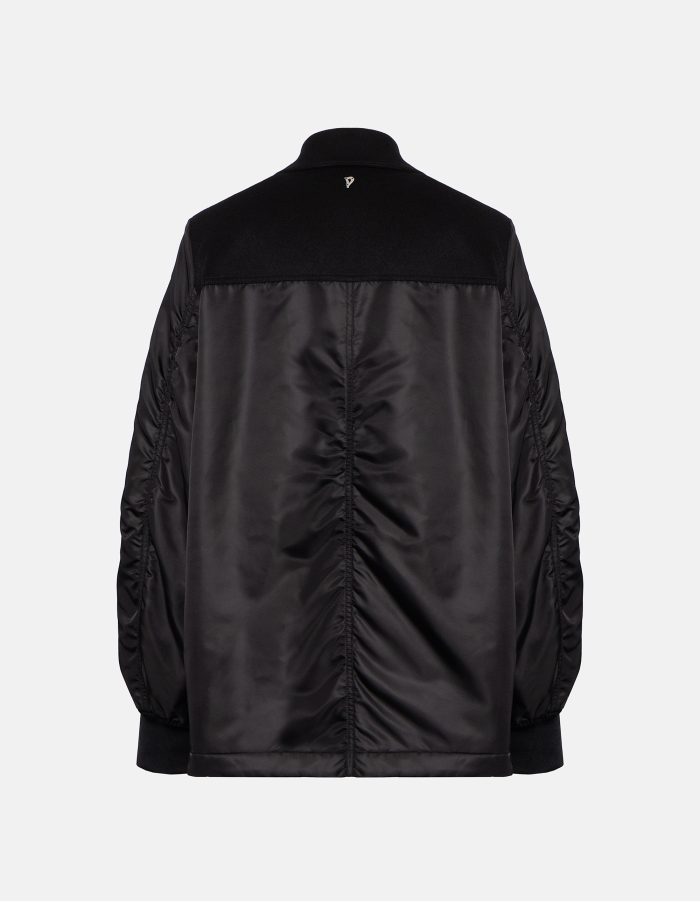 Double-breasted oversized peacoat in wool and nylon fabric