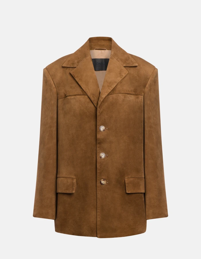 Oversized single-breasted suede blazer
