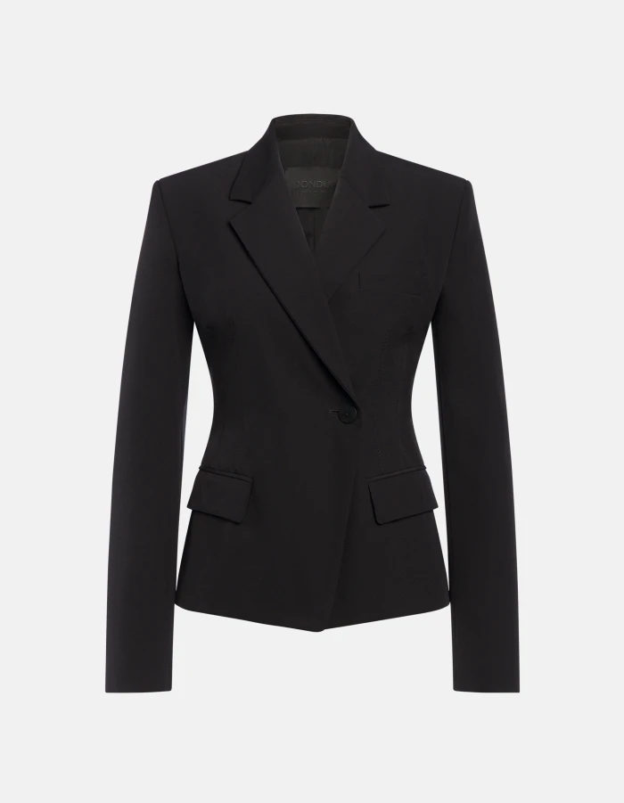 Slim-fit double-breasted bi-stretch plain-weave blazer