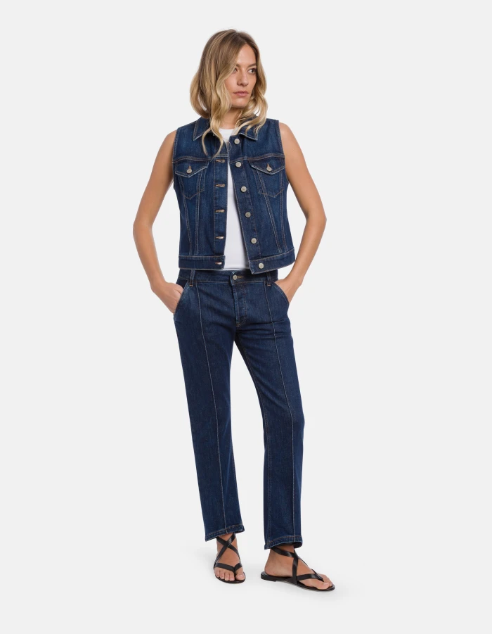 Slim-fit waistcoat in stretch denim