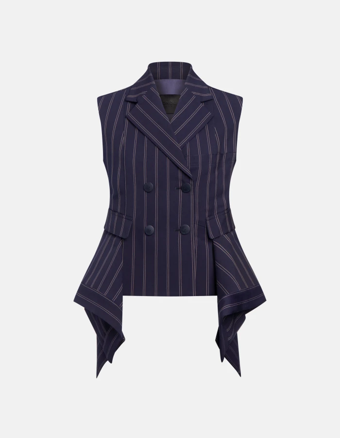 Regular-fit double-breasted pinstripe waistcoat