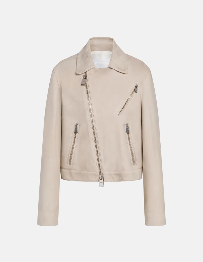 Regular-fit biker jacket in suede