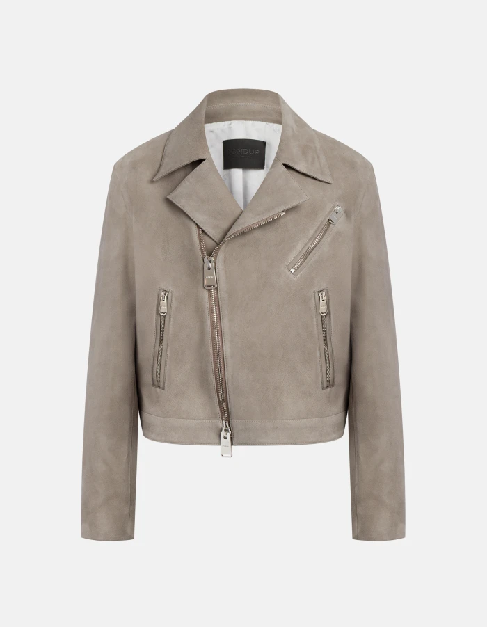 Regular-fit biker jacket in suede