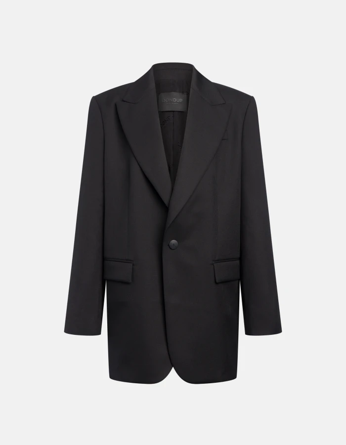Oversized single-breasted blazer in wool gabardine