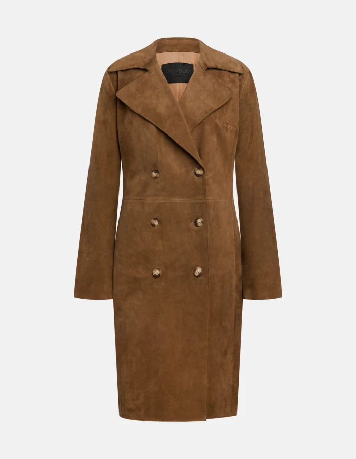 Trench doppiopetto slim in suede