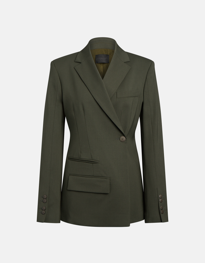 Slim-fit double-breasted blazer in wool gabardine