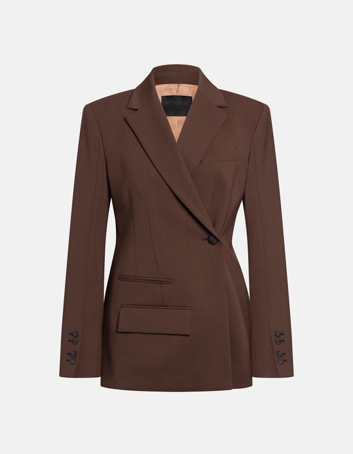 Blazer doppiopetto slim in gabardina di lana