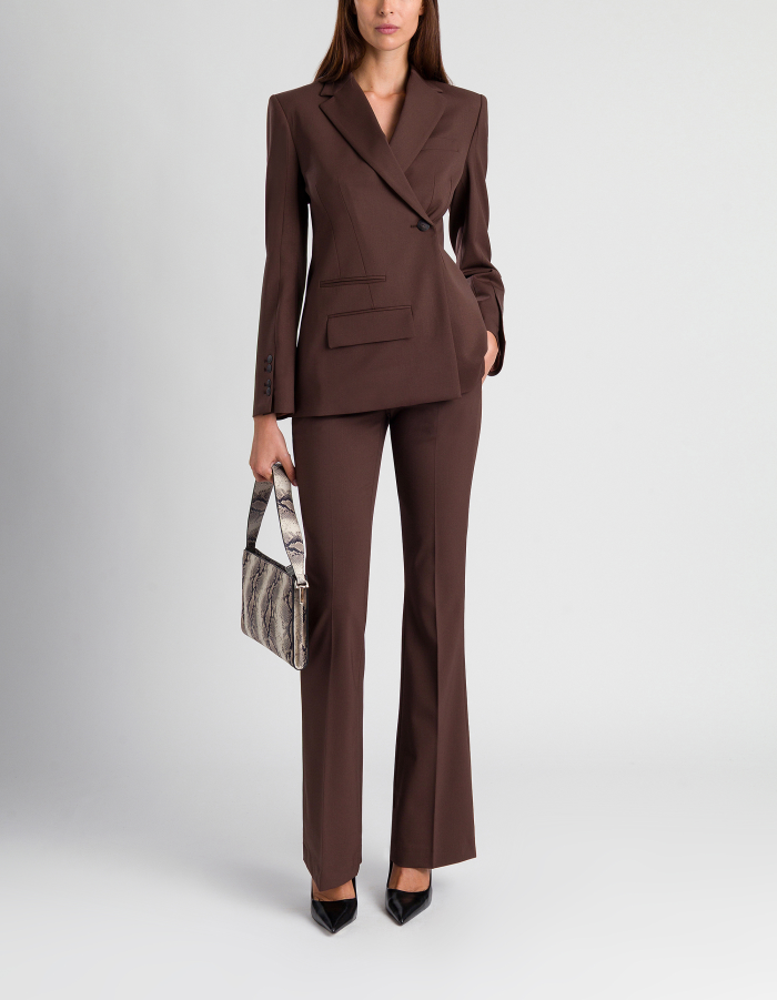 Blazer doppiopetto slim in gabardina di lana