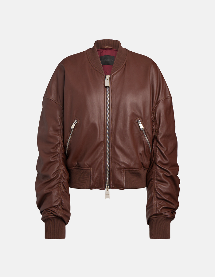 Oversized bomber jacket in nappa leather