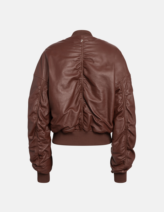 Oversized bomber jacket in nappa leather