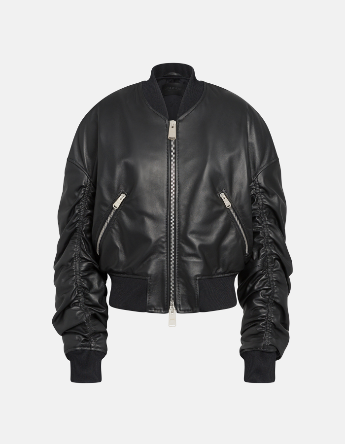 Oversized bomber jacket in nappa leather