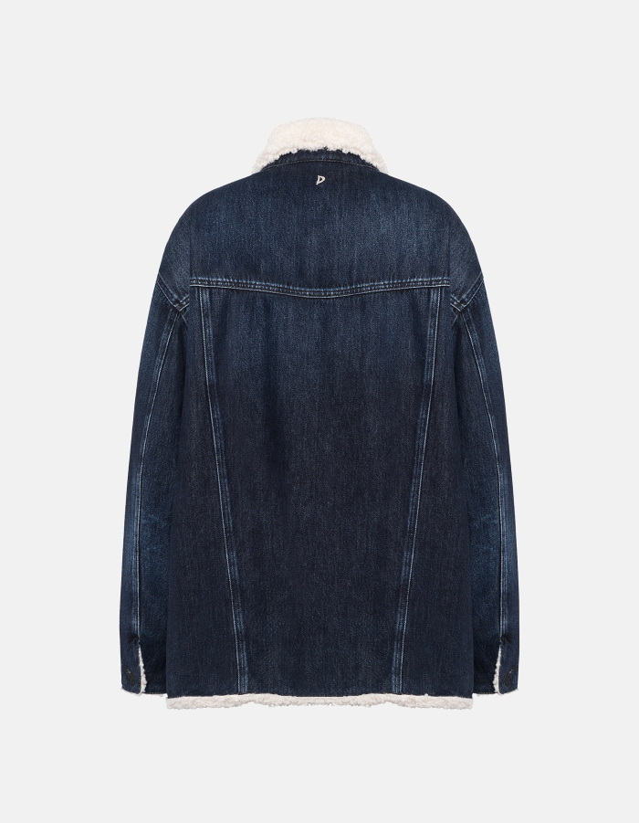 Oversized jacket in rigid denim cotton and lyocell