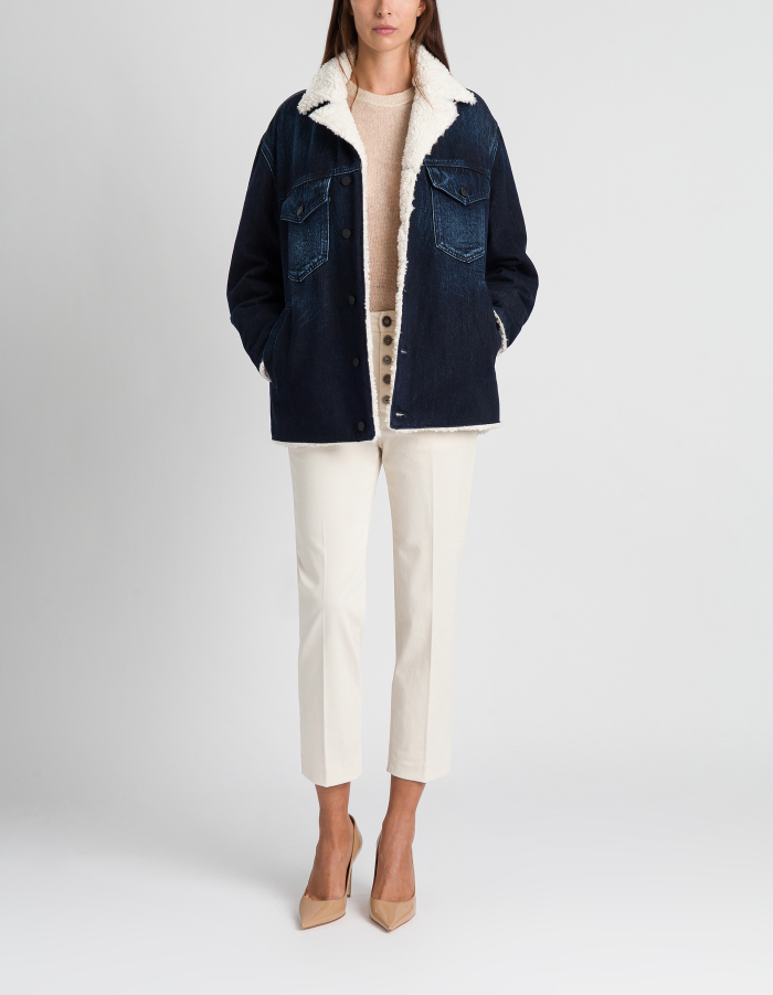 Oversized jacket in rigid denim cotton and lyocell