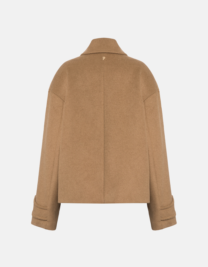 Oversized-Peacoat mit doppelter Knopfleiste aus Velours mit Wollanteil