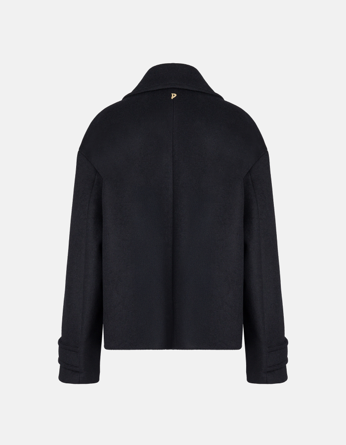 Oversized-Peacoat mit doppelter Knopfleiste aus Velours mit Wollanteil