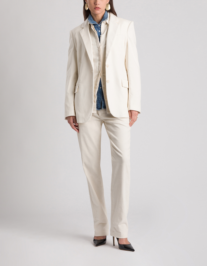 Blazer monopetto loose in velluto stretch
