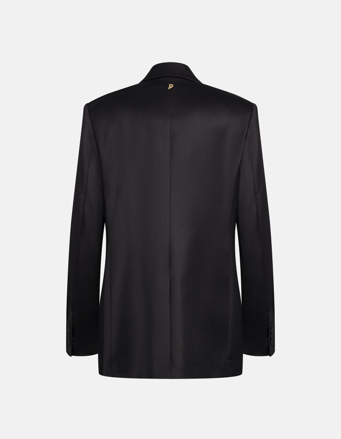 Loose single-breasted blazer in wool satin