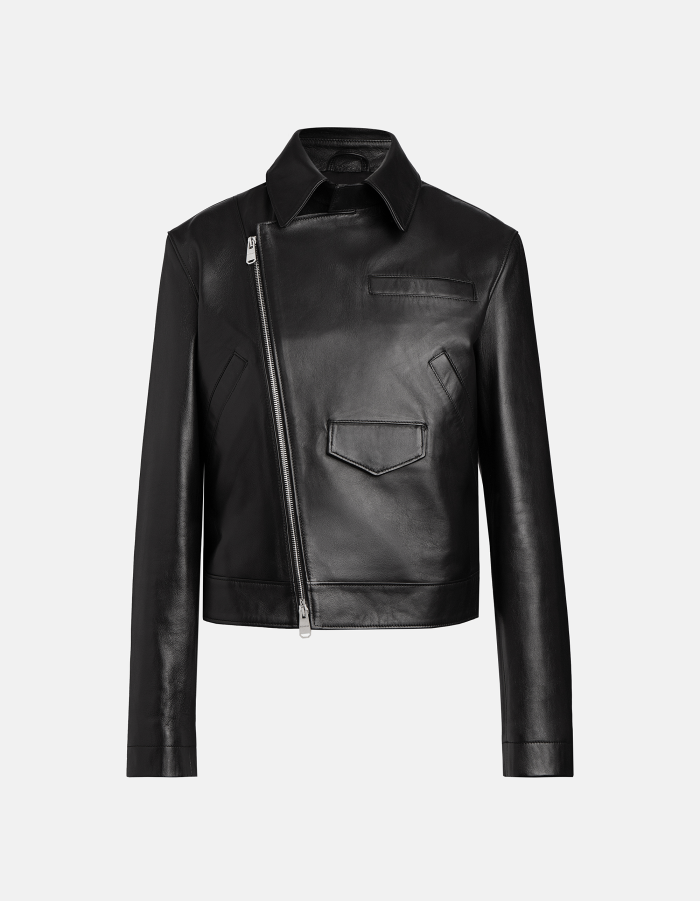 Bikerjacke in schmaler Passform aus Nappaleder