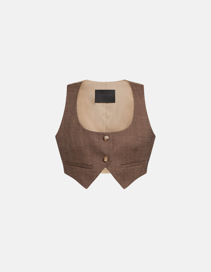 Gilet monopetto slim in lana fantasia