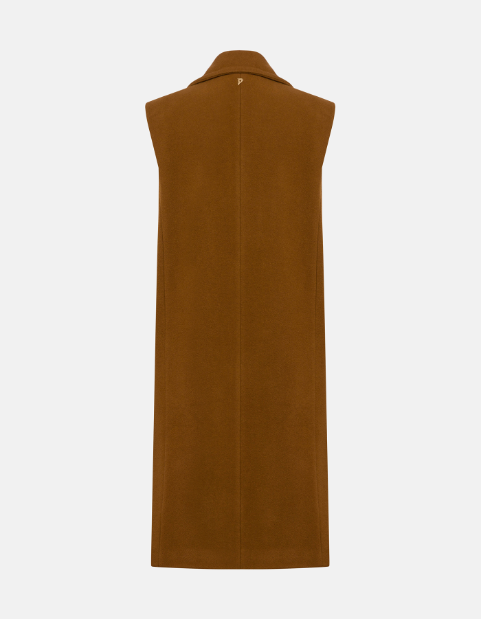 Regular-fit sleeveless double-breasted jacket in wool and cashmere fabric