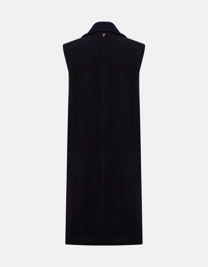 Regular-fit sleeveless double-breasted jacket in wool and cashmere fabric