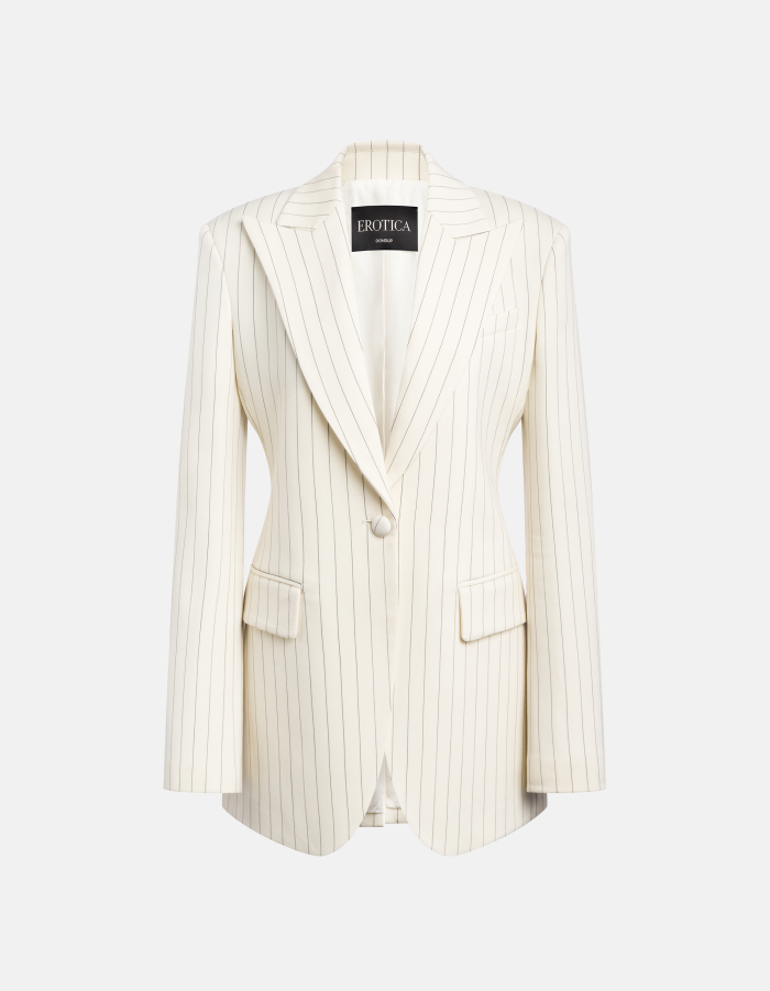 Blazer monopetto in fresco di lana gessato