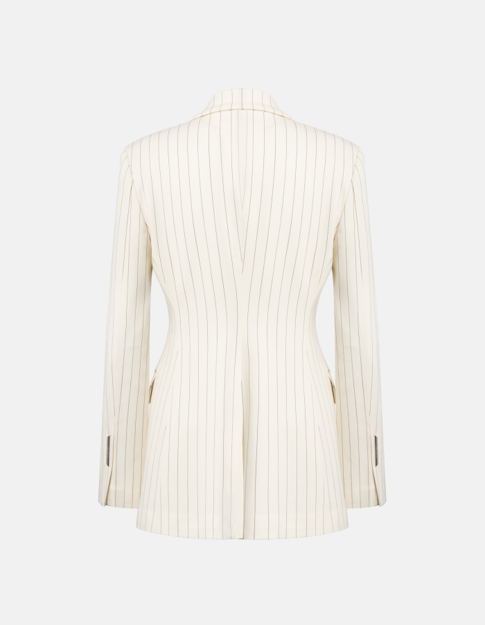 Blazer monopetto in fresco di lana gessato