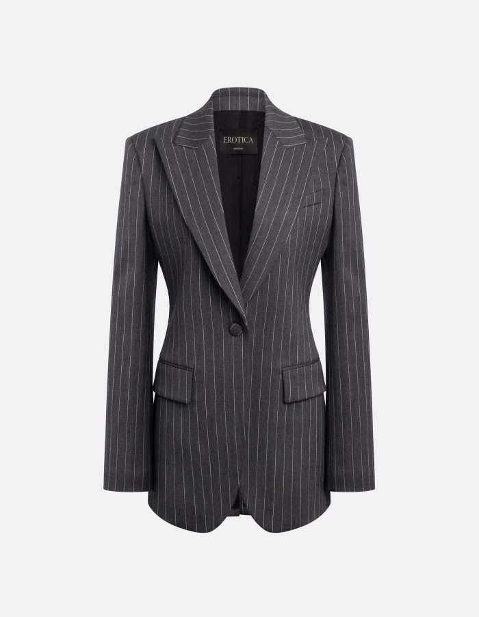 Blazer monopetto in fresco di lana gessato
