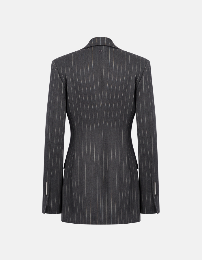 Blazer monopetto in fresco di lana gessato