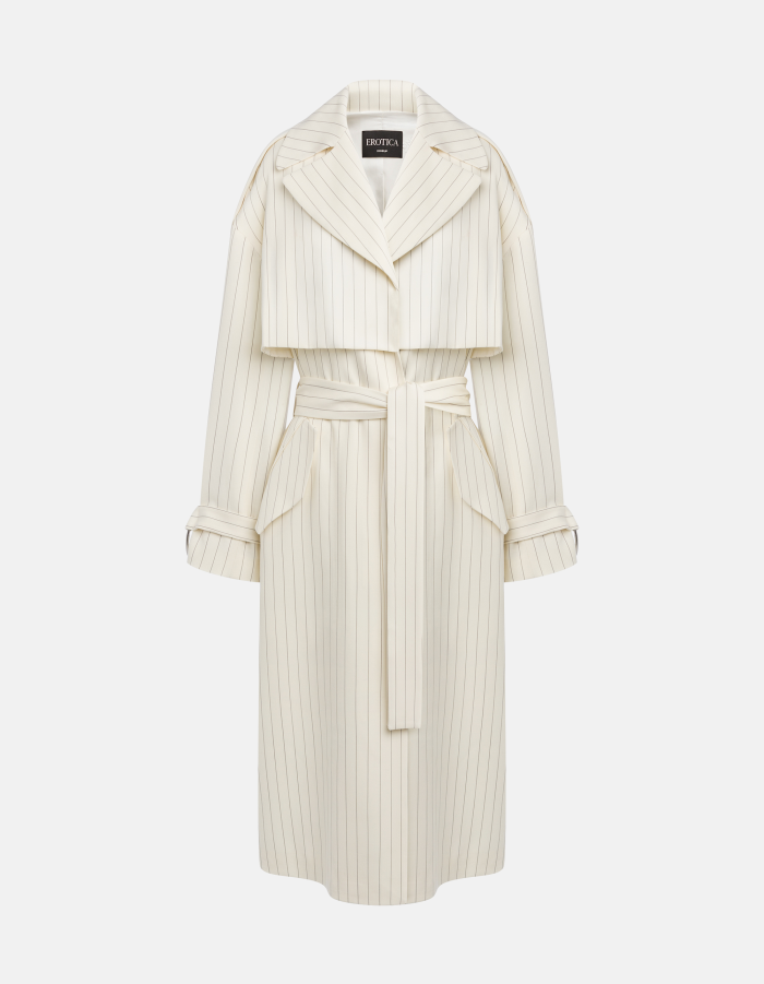 Trenchcoat in fresco di lana gessato