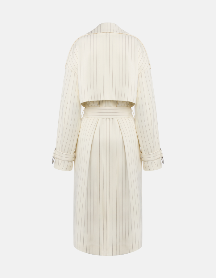 Trenchcoat in fresco di lana gessato