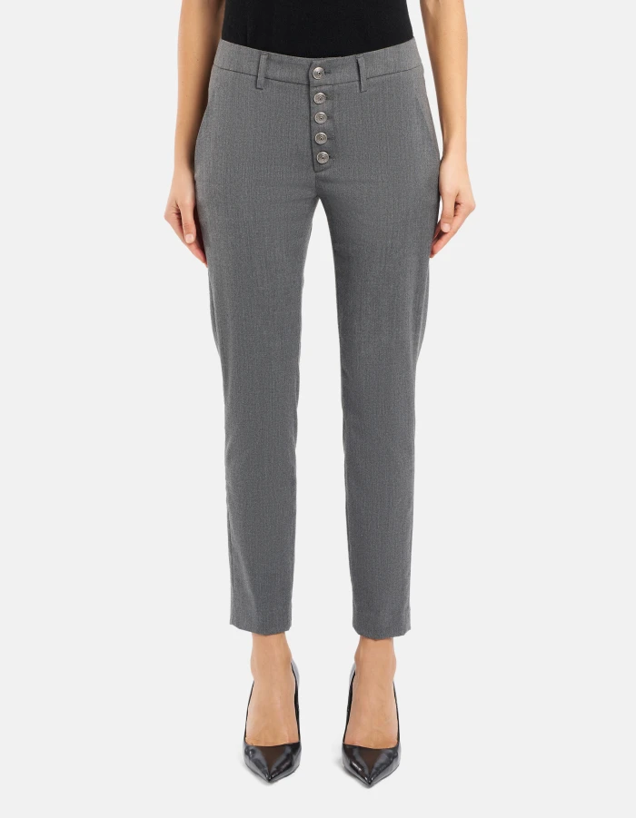 Pantaloni Perfect slim in gabardina misto lana