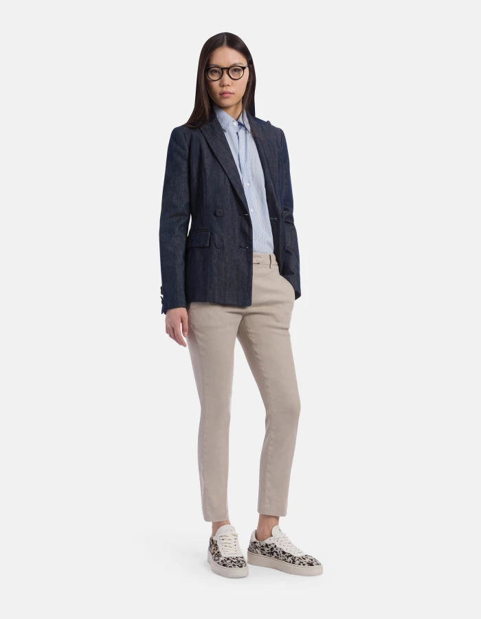 Perfect slim-fit trousers in lyocell and linen