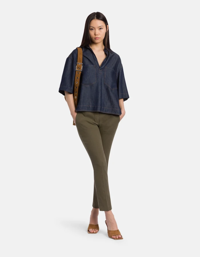 Perfect slim-fit trousers in lyocell and linen