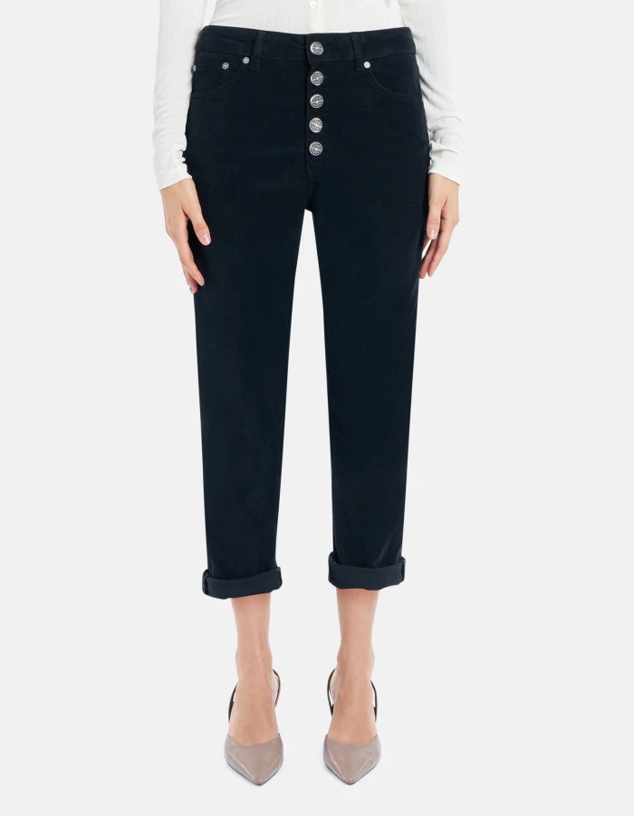 Pantaloni Koons loose in velluto cotone e lyocell