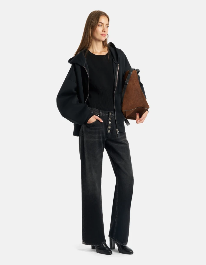 Jeans Jacklyn wide leg in denim fisso responsabile