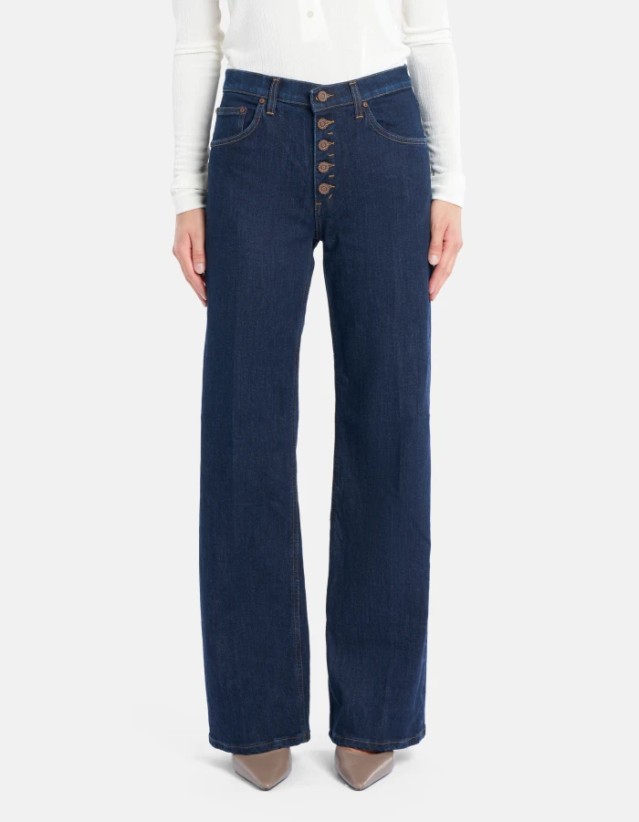 Jeans Jacklyn mit weitem Bein aus Stretch-Denim