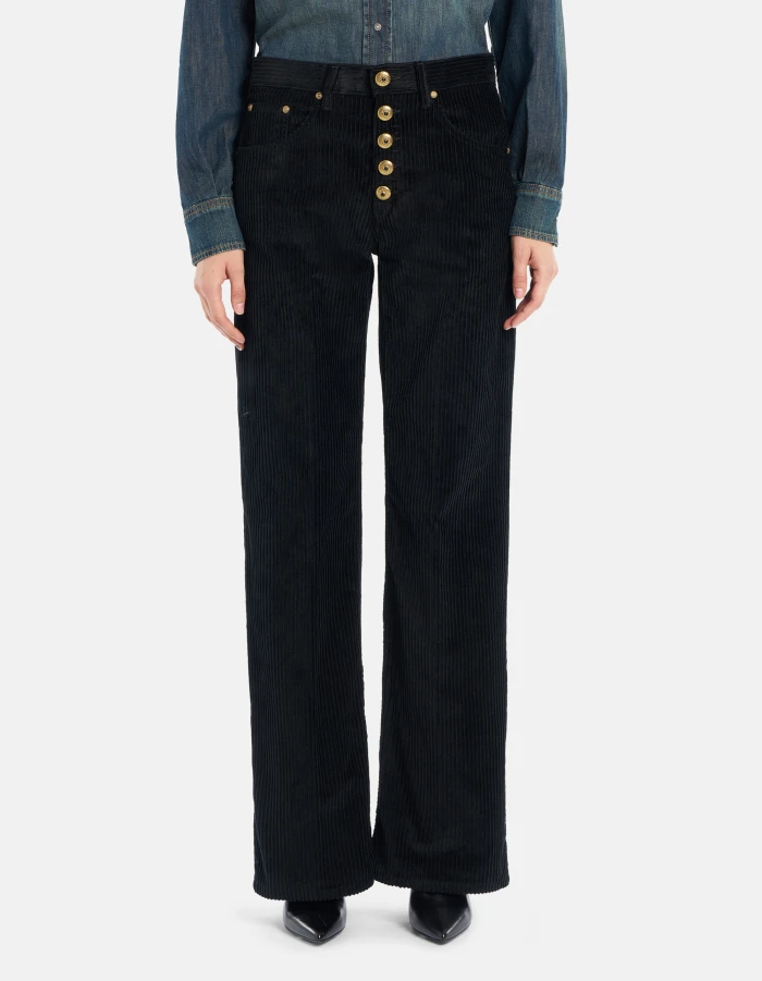 Hose Jacklyn mit weitem Bein aus Cordsamt