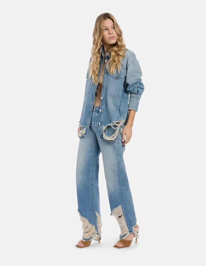Jacklyn wide-leg jeans in rigid denim