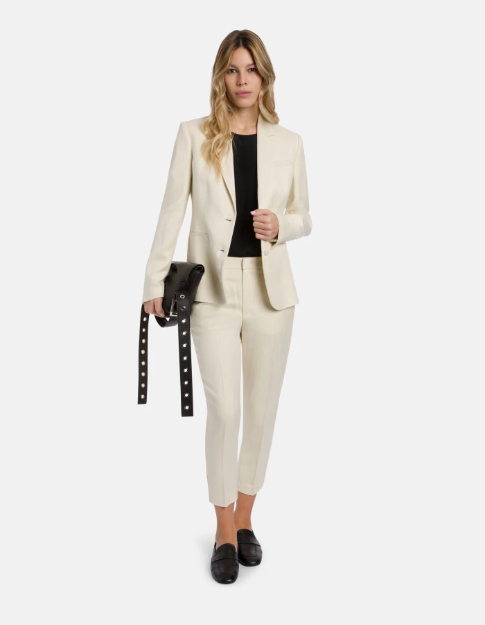 Ariel carrot-cut trousers in viscose and linen twill